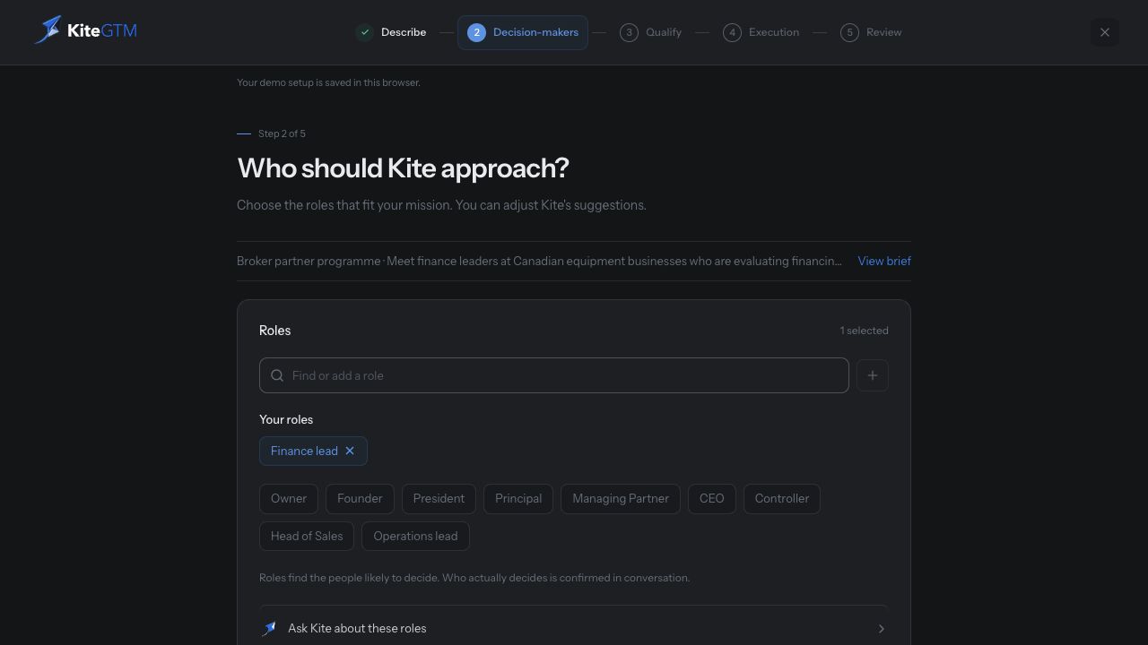 Decision-makers step with selectable roles for your mission.