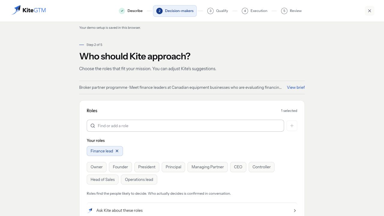 Decision-makers step with selectable roles for your mission.