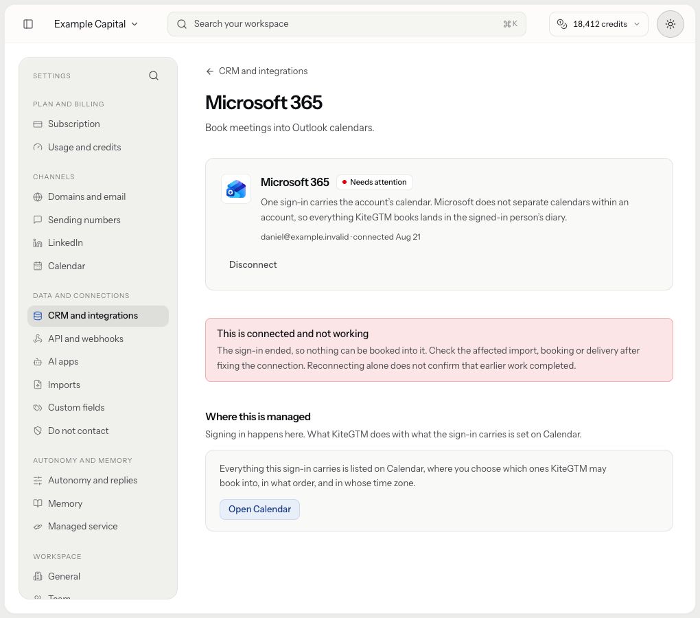 The Microsoft account detail asks for affected-job readback after connection recovery and does not promise automatic completion.