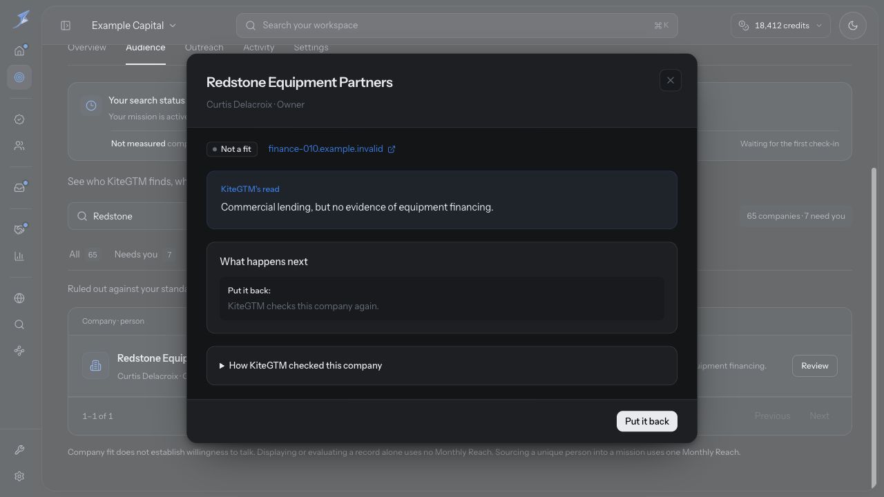 Redstone Equipment Partners’ review identifies Curtis Delacroix, the equipment-financing evidence gap and Put it back. Reconsideration has not been submitted.